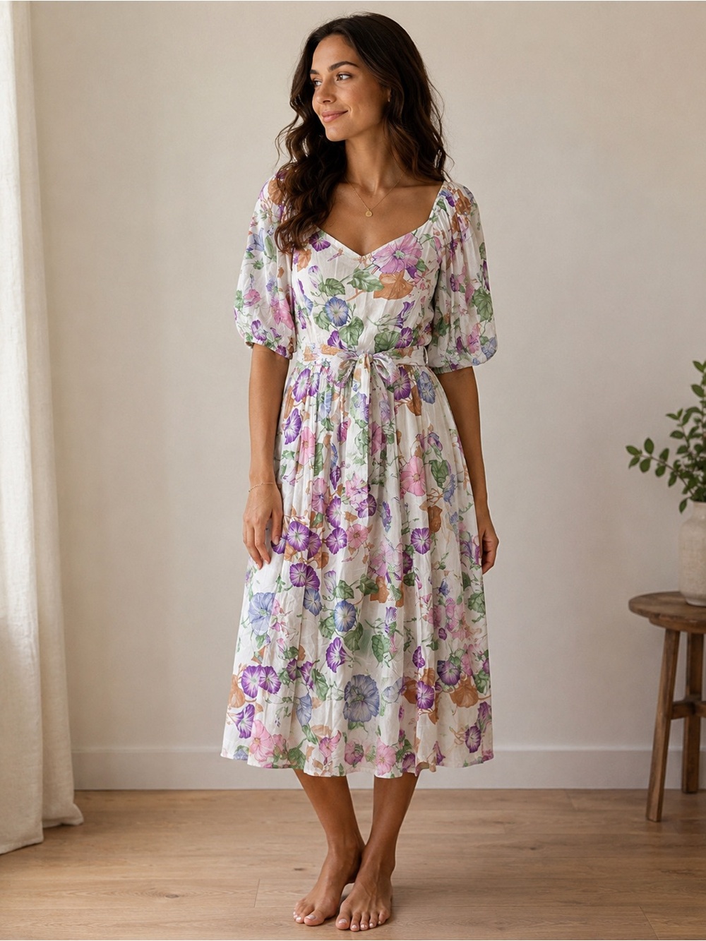 American Rag White Midi Dress with Pastel Floral Print. Size XL and Med. NWT